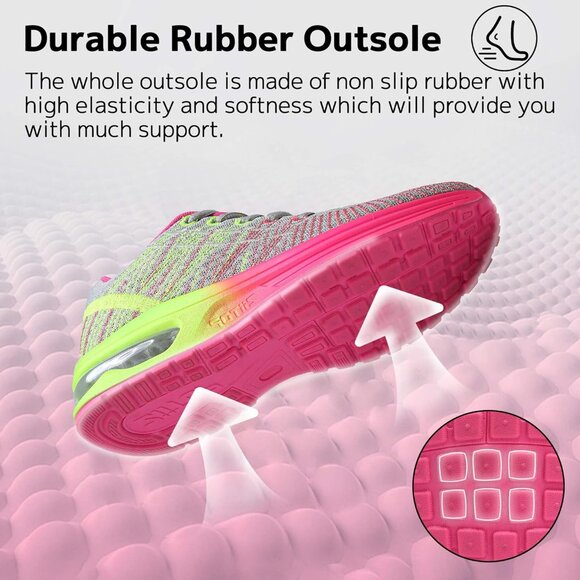 Brand New Women Grey Pink Rubber Running Shoes Air Cushion Mesh Sneakers 7 - Picture 3 of 7